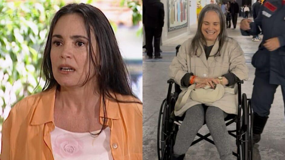 Regina Duarte apareceu em evento usando cadeira de rodas