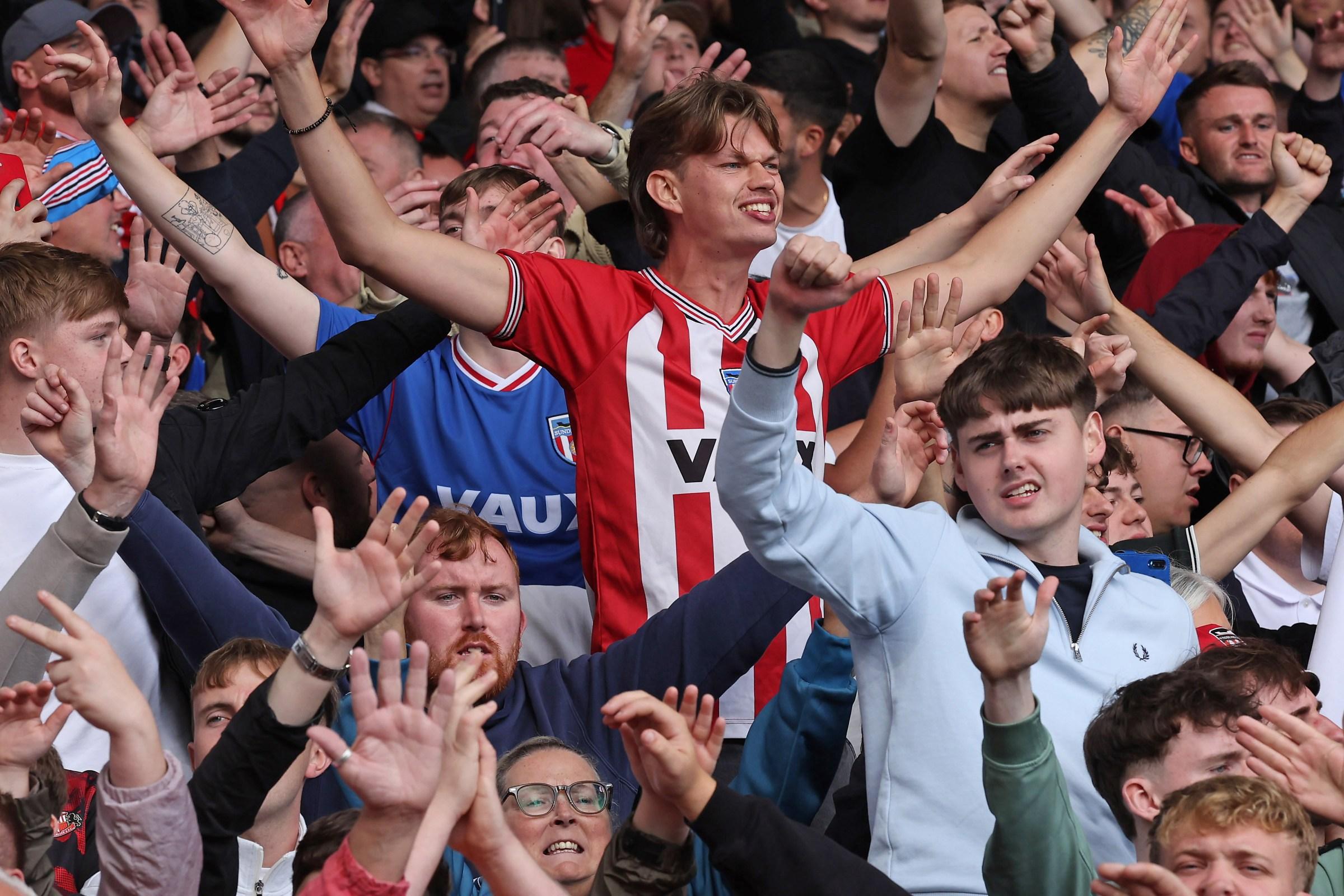 Fãs do Sunderland durante o jogo contra o Crystal Palace