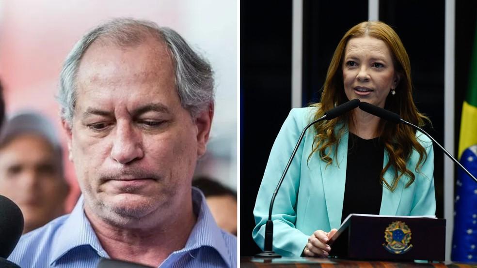 Montagem com as fotos do ex-governador Ciro Gomes e da prefeita de Crateús, Janaína Farias
