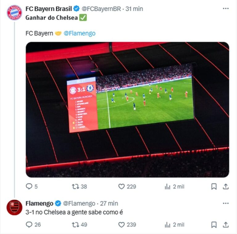 Flamengo provoca Bayern após vitória sobre Chelsea na Champions