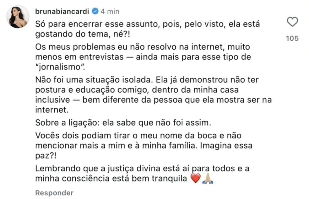 Bruna Biancardi fala sobre ligação de Virginia a Neymar