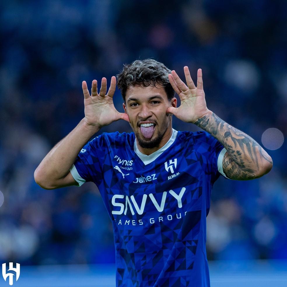 Marcos Leonardo comemora o gol marcado pelo Al-Hilal contra o Al-Ittihad