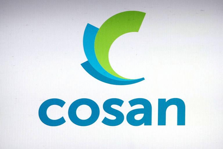 Logotipo da Cosan, em tons de verde e azul