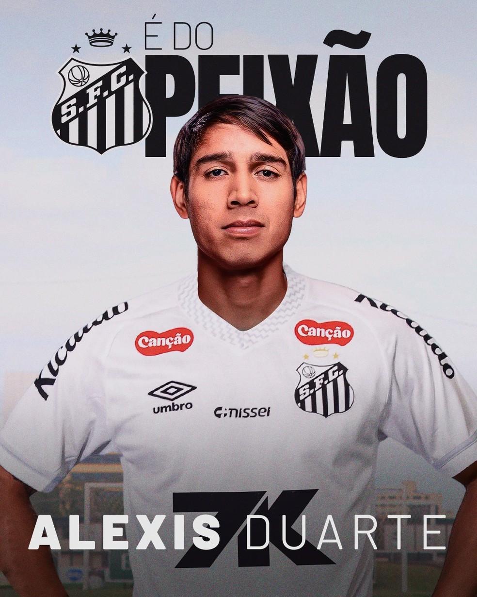 Alexis Duarte é anunciado como novo reforço do Santos para a temporada
