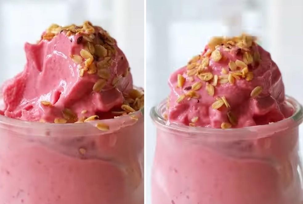 Sorvete de morango e banana