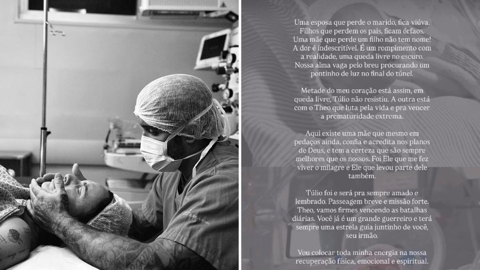 Clara Maia conta que perdeu um dos filhos gêmeos e o outro luta pela vida.