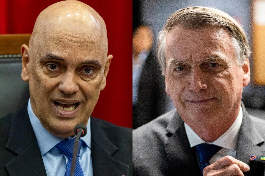 O ministro Alexandre de Moraes, do Supremo Tribunal Federal (STF); e o ex-presidente Jair Bolsonaro