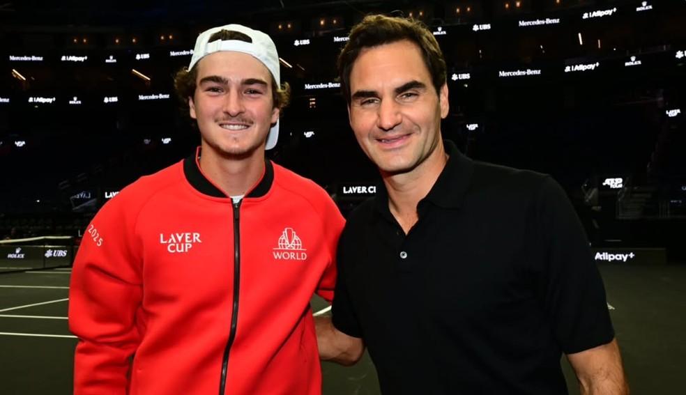João Fonseca tietou Roger Federer na Laver Cup
