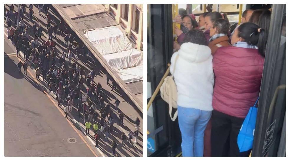 Pontos de ônibus e ônibus lotadas ao redor das estações da Linha 4-Amarela