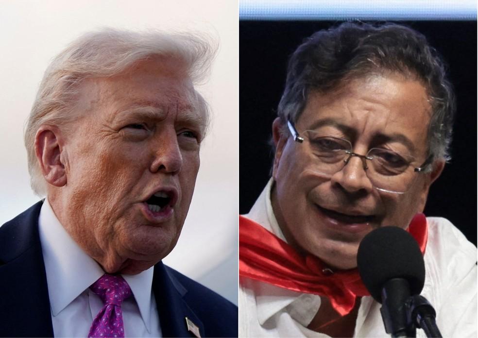 Presidentes Donald Trump, dos EUA, e Gustavo Petro, da Colômbia