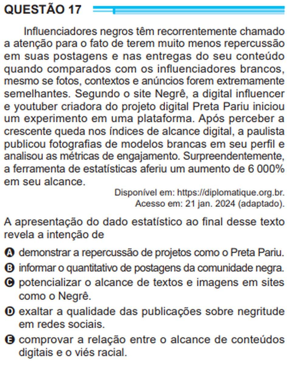 Questão para o Enem