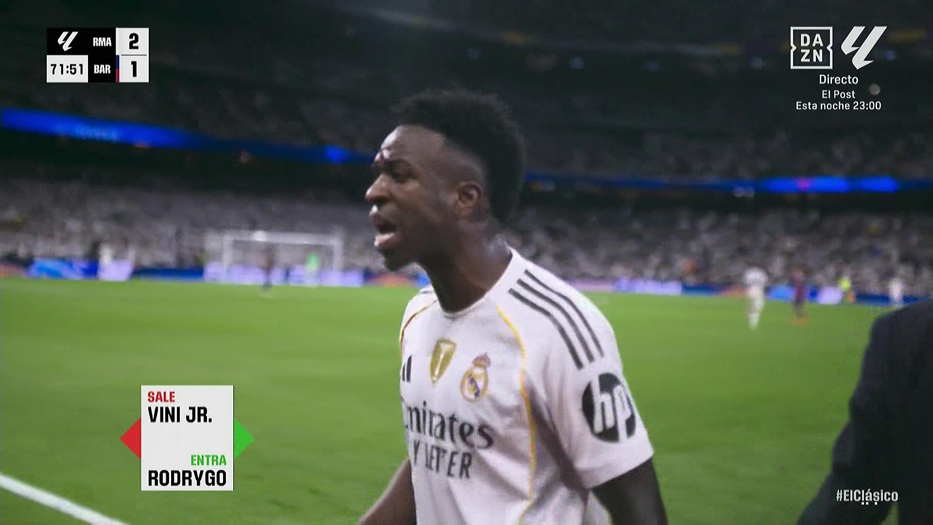 El enfado de Vinicius com el cambio.