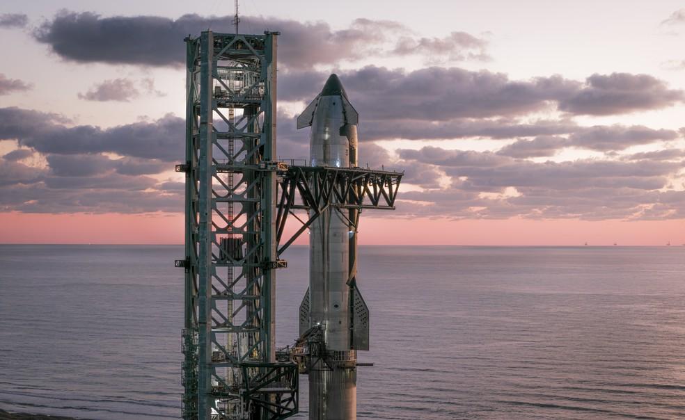 Nave Starship em foto divulgada pela SpaceX