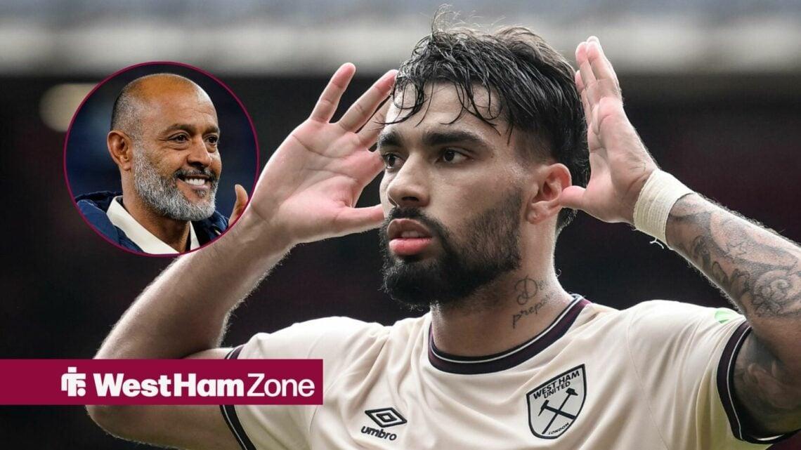 Lucas Paquetá celebrando com Nuno Espírito Santo