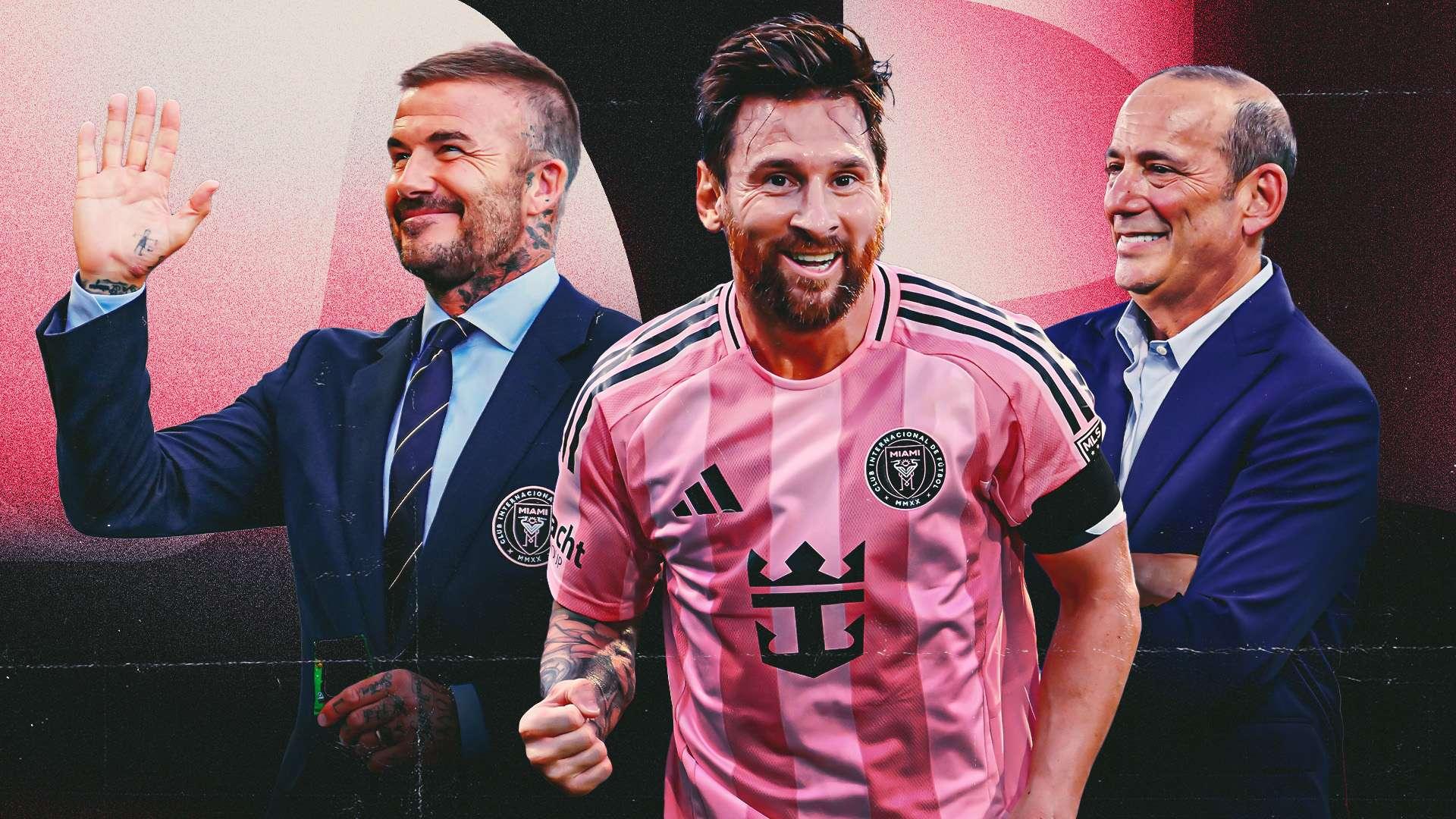 Lionel Messi, David Beckham e Don Garber