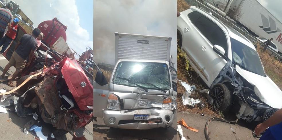 Acidente com vários veículos na BR-135, em Campo de Peris, na cidade de Bacabeira