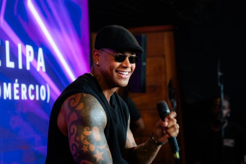 Léo Santana na coletiva de imprensa do show