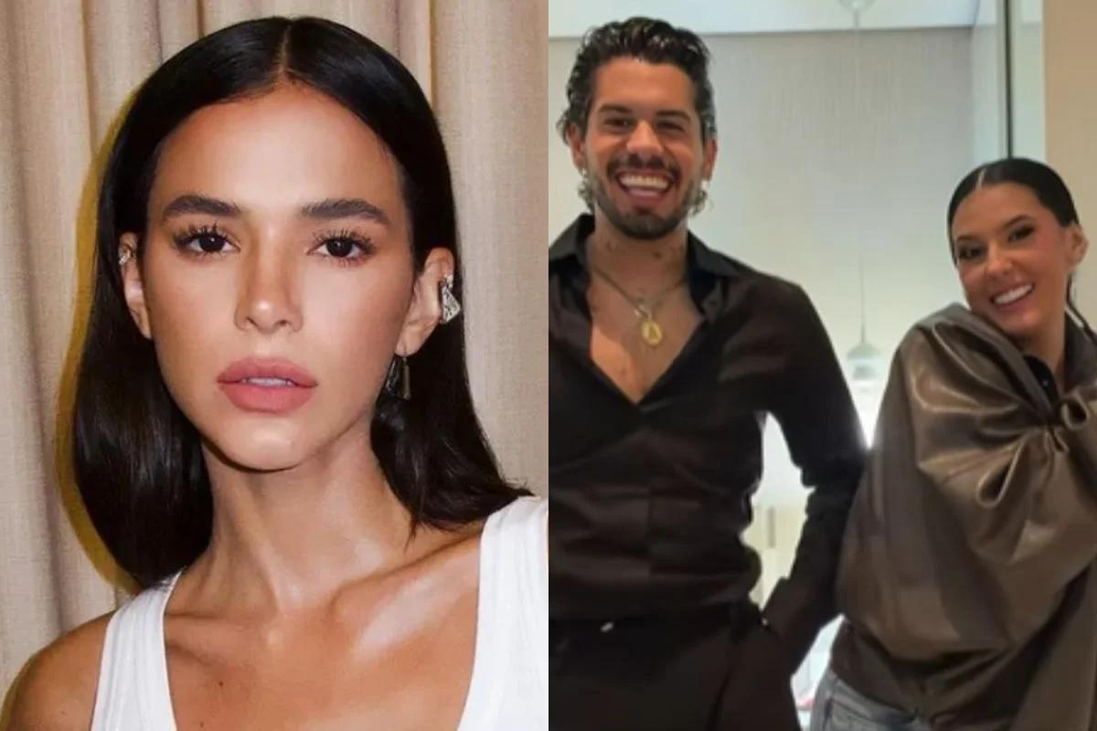 Montagem colorida de Bruna Marquezine, Zé Felipe e Ana Castela
