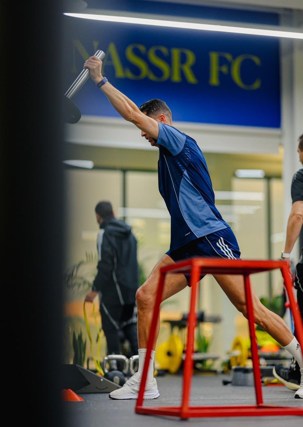 Cristiano Ronaldo em trabalho na academia