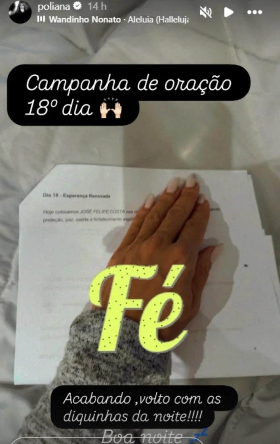 Poliana Rocha faz oração por Zé Felipe