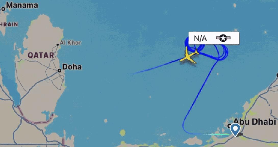 Avião militar dos EUA deu voltas na região antes de sair do radar. 05/05/2026.