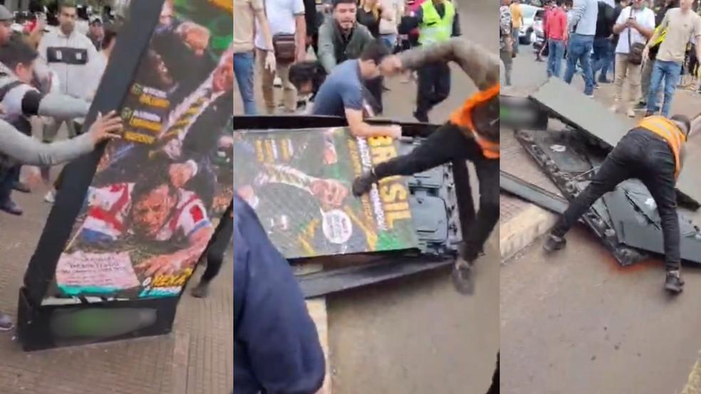 Moradores destruíram telão