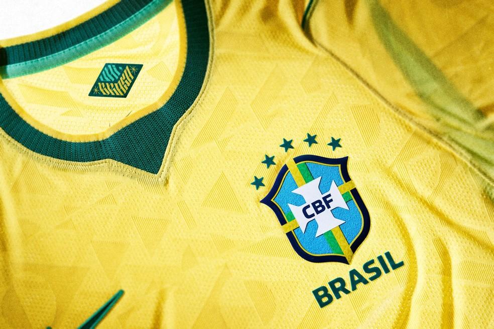 Detalhe da nova camisa da Seleção
