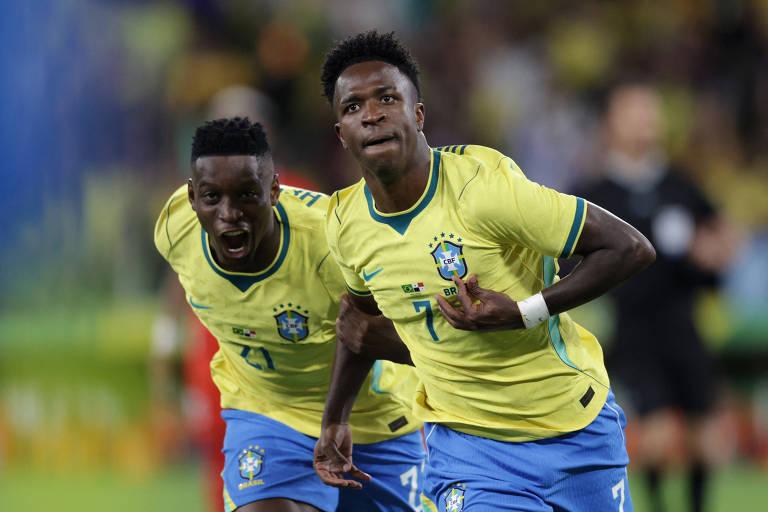 Vini Jr. marca gol relâmpago, mas não quebra recorde da seleção brasileira