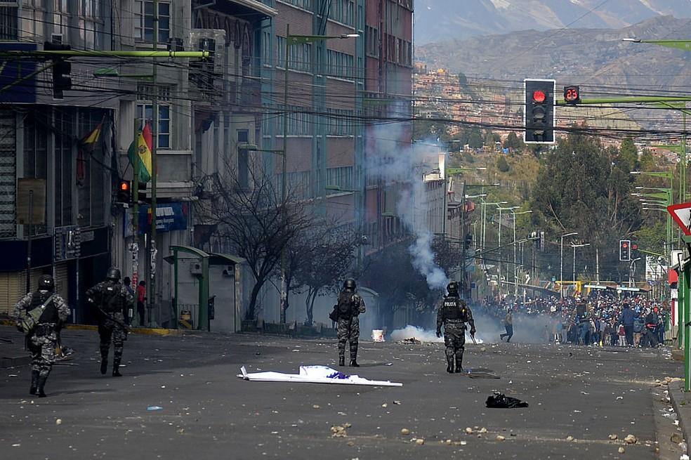 Protestos em La Paz, na Bolívia