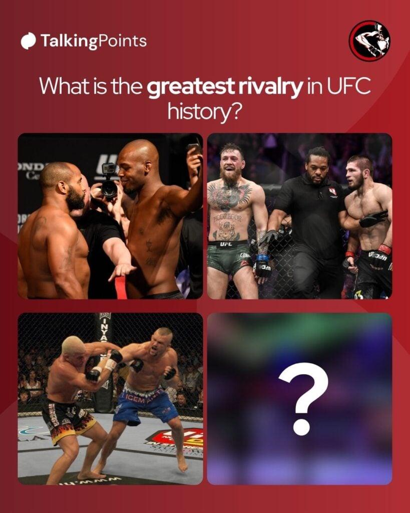 Four-way split image of the greatest UFC rivalries.