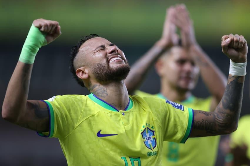 Neymar comemora seu último gol pela Seleção Brasileira, em 2023