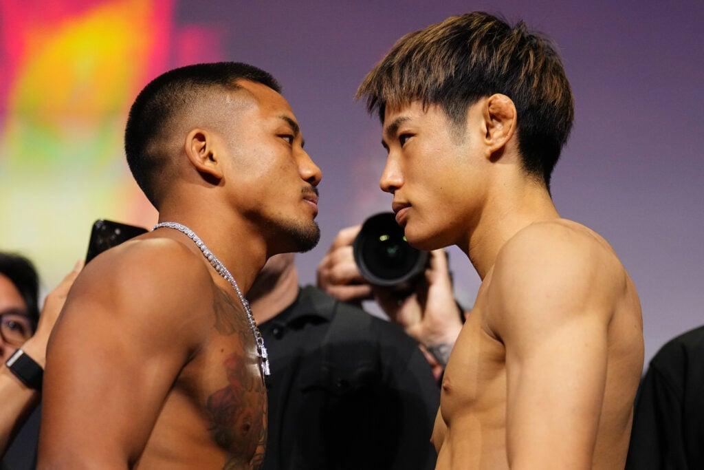 Joshua Van e Tatsuro Taira durante a pesagem