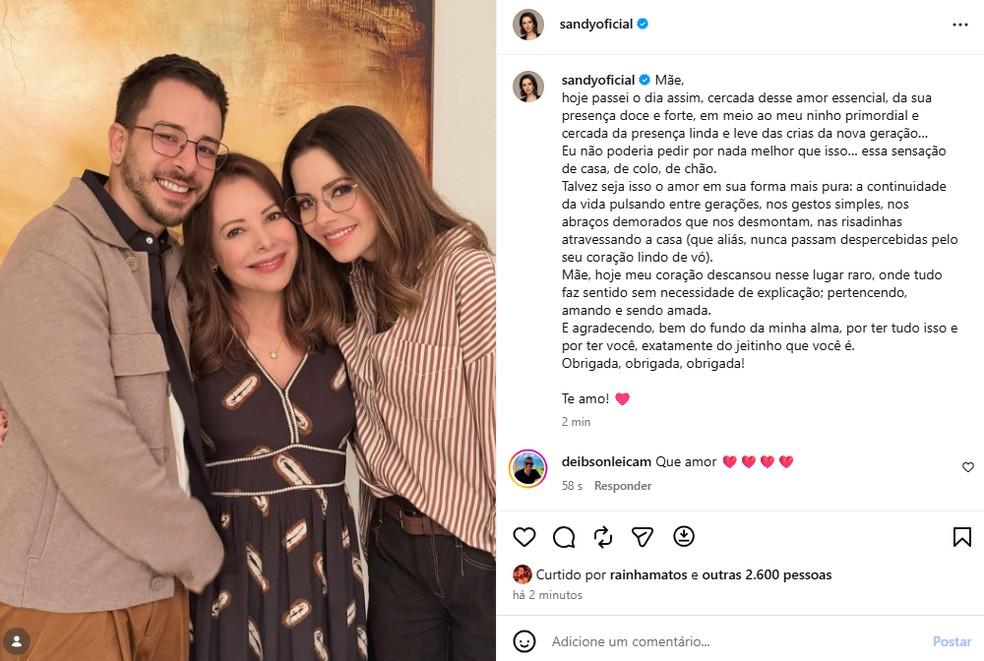 Sandy homenageia a mãe, Noely Lima, no Dia das Mães