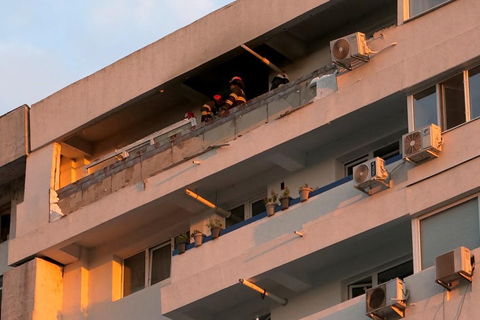 Bloco residencial após um drone atingir um prédio perto da fronteira com a Ucrânia, em Galati, na Romênia