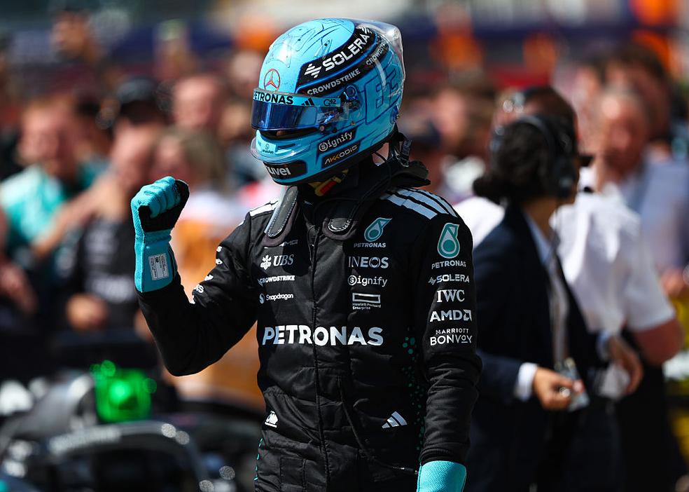 George Russell comemora vitória no GP do Canadá da F1 2025