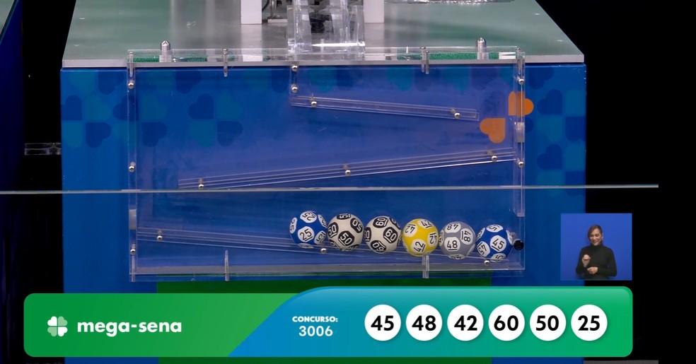 Resultado do concurso 3006 da Mega-Sena.