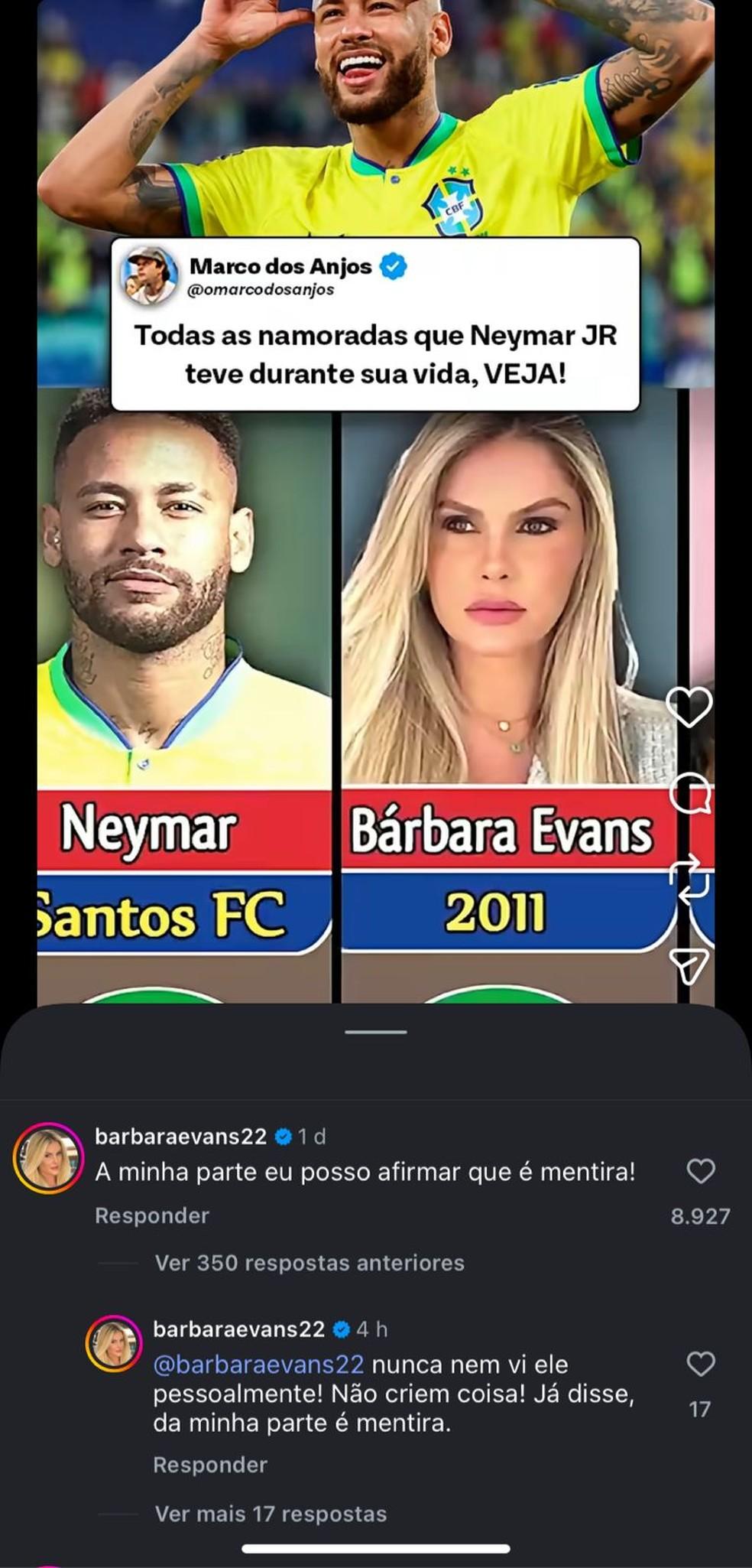 Bárbara Evans descarta affair com Neymar