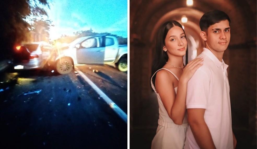 O casal Paola Talhatelli e Mathias Ambrosini morreu após o carro em que estavam rodar na pista e ser atingido por uma caminhonete na direção contrária em rodovia de Itapira (SP)