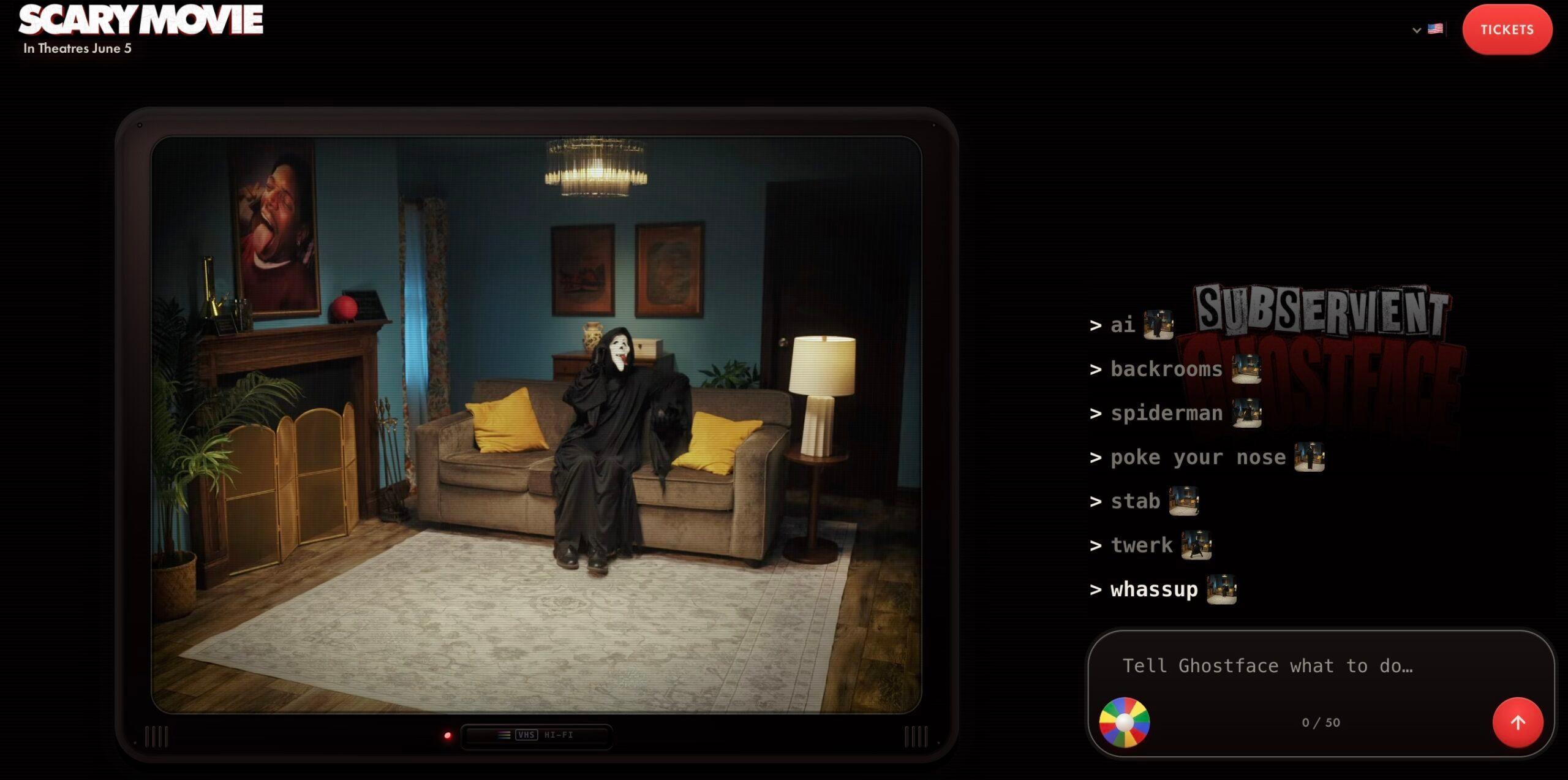 Subservient Ghostface - Site interativo para Scary Movie
