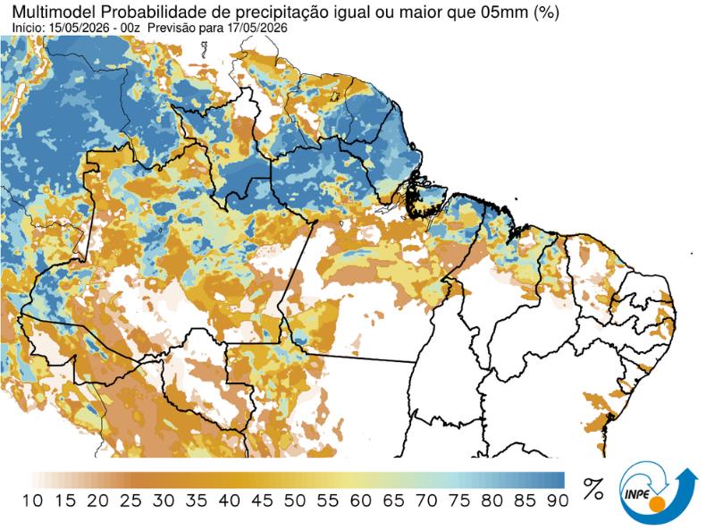 Mapa de previsão de chuva no Piauí