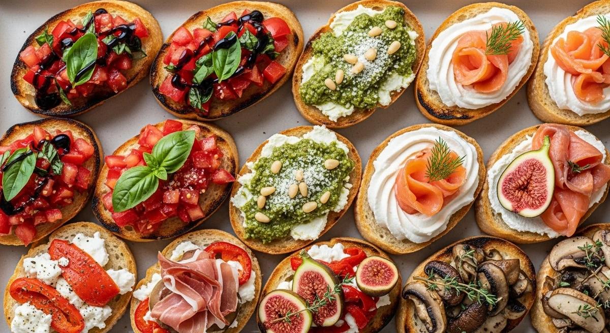 Petisco de Gêmeos: Mix de bruschettas variadas