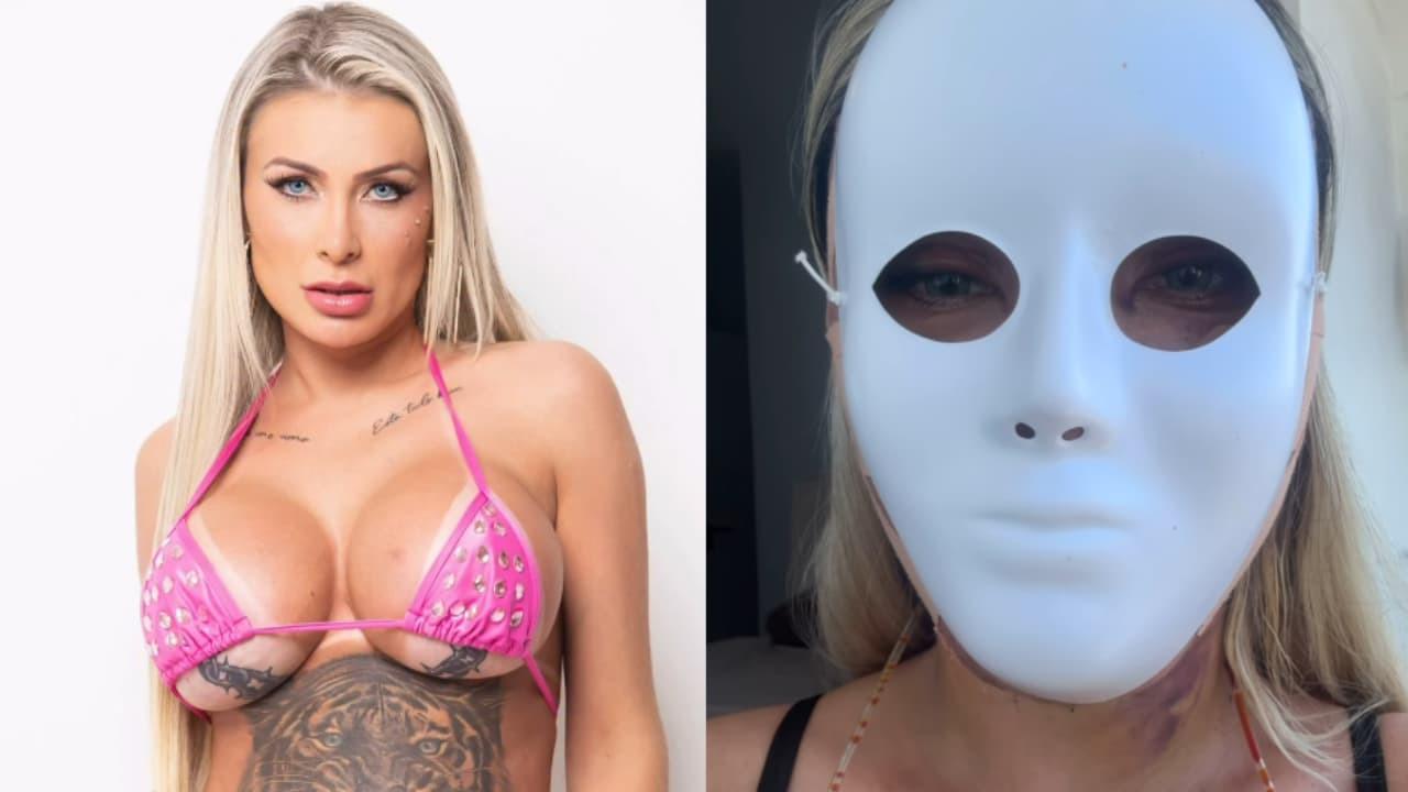 Andressa Urach utilizando máscara para proteger a pele
