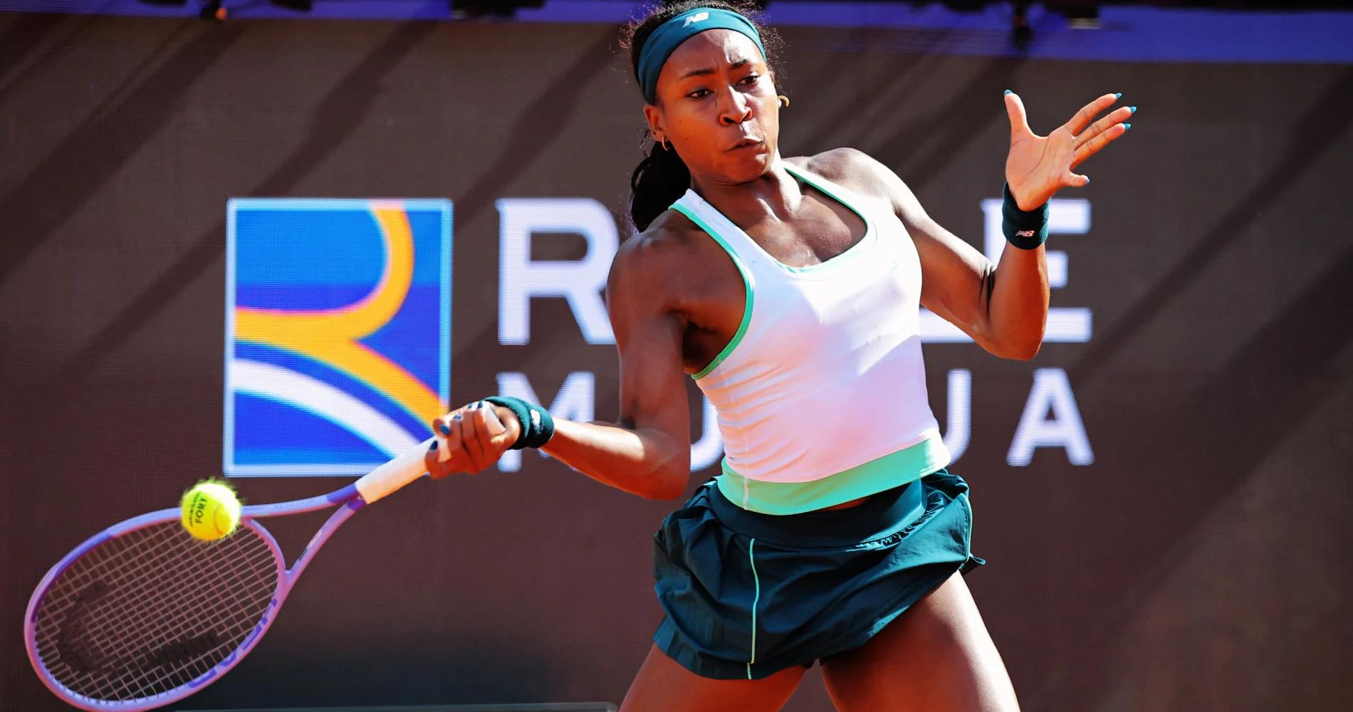 Coco Gauff durante o torneio em Roma