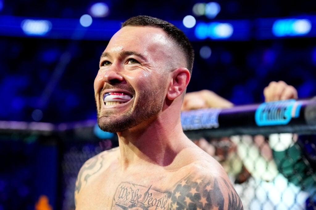 Colby Covington no Octógono antes da luta pelo título com Leon Edwards no UFC 296.