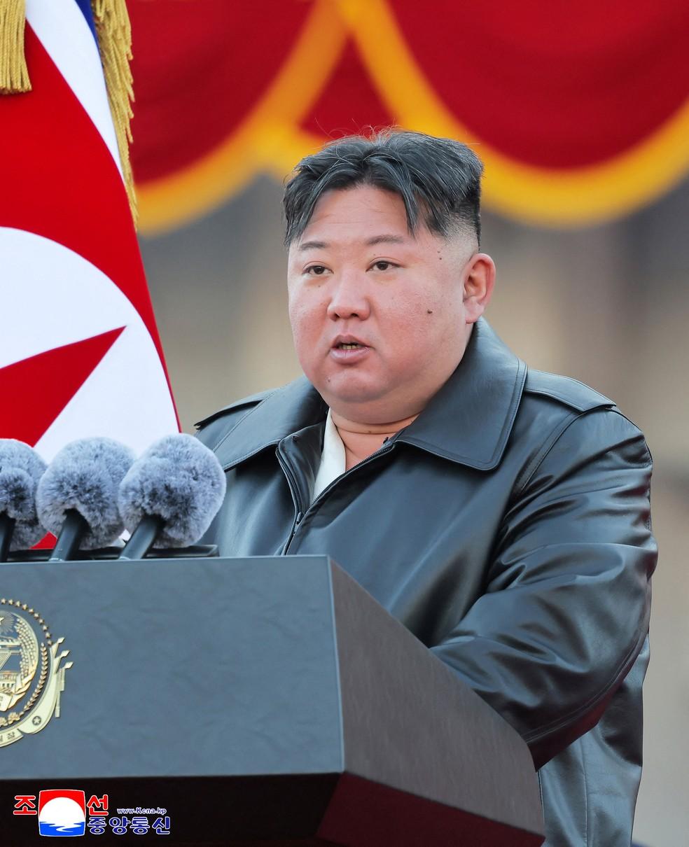 Kim Jong-un durante cerimônia em Pyongyang