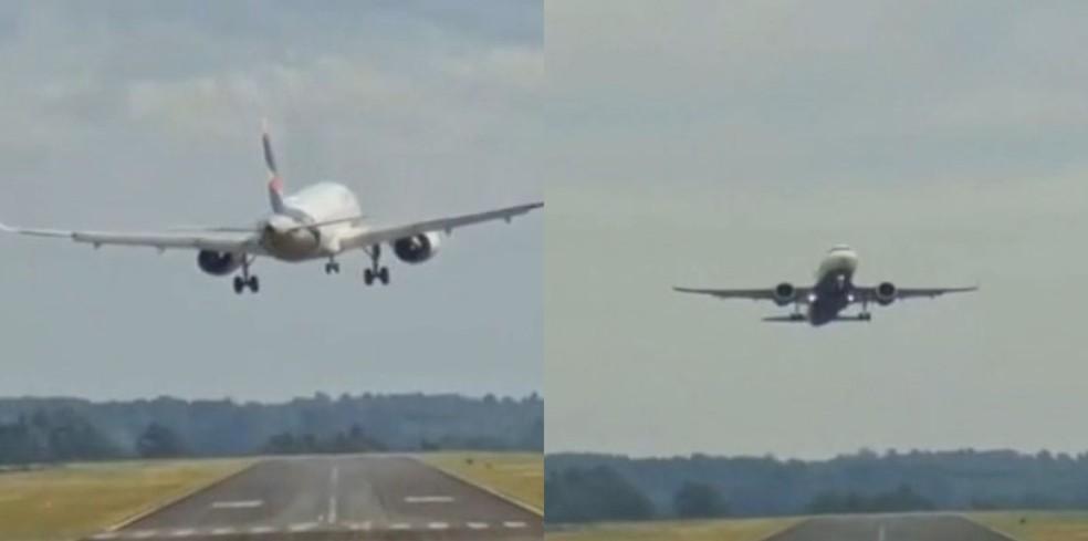 Rajadas de vento balançam aviões em Chapecó (SC)