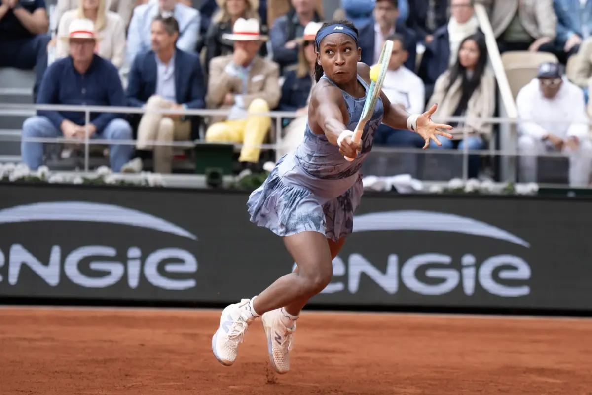 Coco Gauff em ação antes do WTA de Roma
