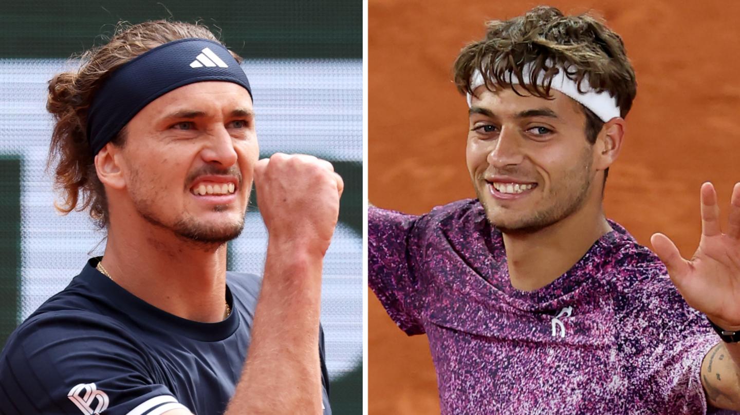 Alexander Zverev and Flavio Cobolli celebrate at the French Open.