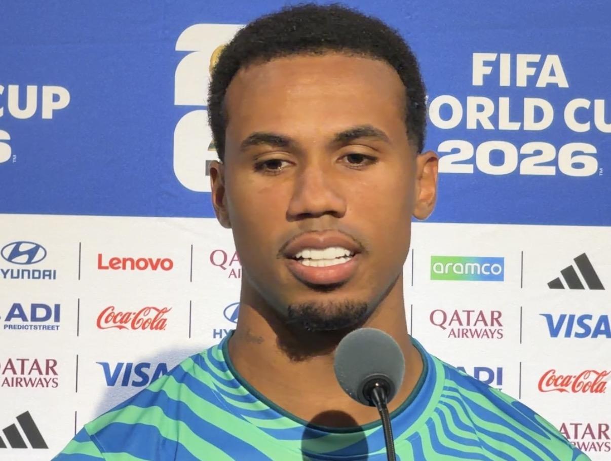 Gabriel Magalhães na zona mista do NRG Stadium