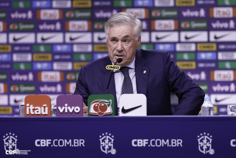 Carlo Ancelotti durante a convocação da seleção brasileira